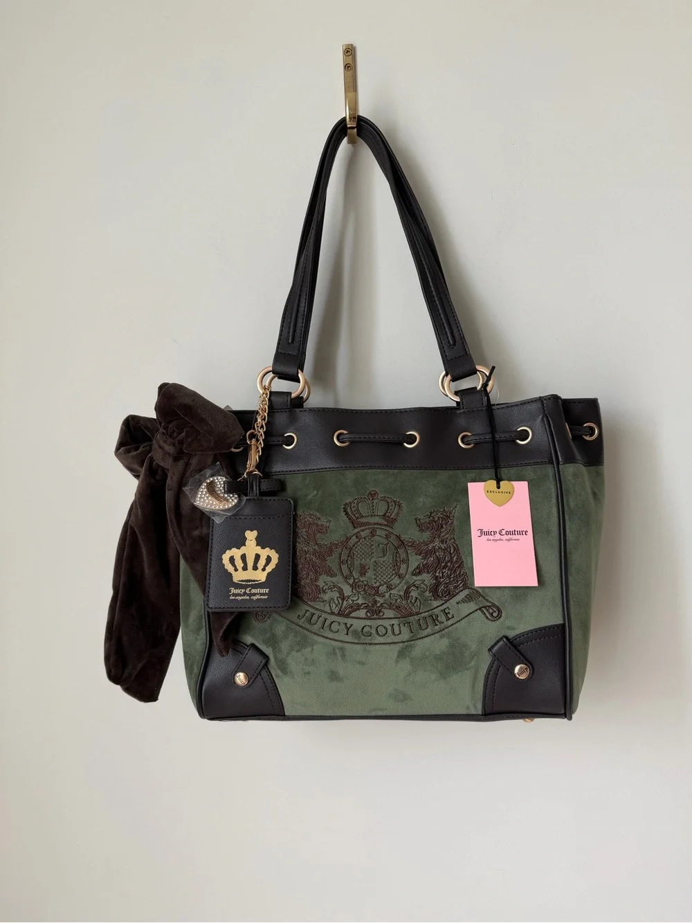 Juicy Couture Green and Black Scottie dog daydreamer Tote bag